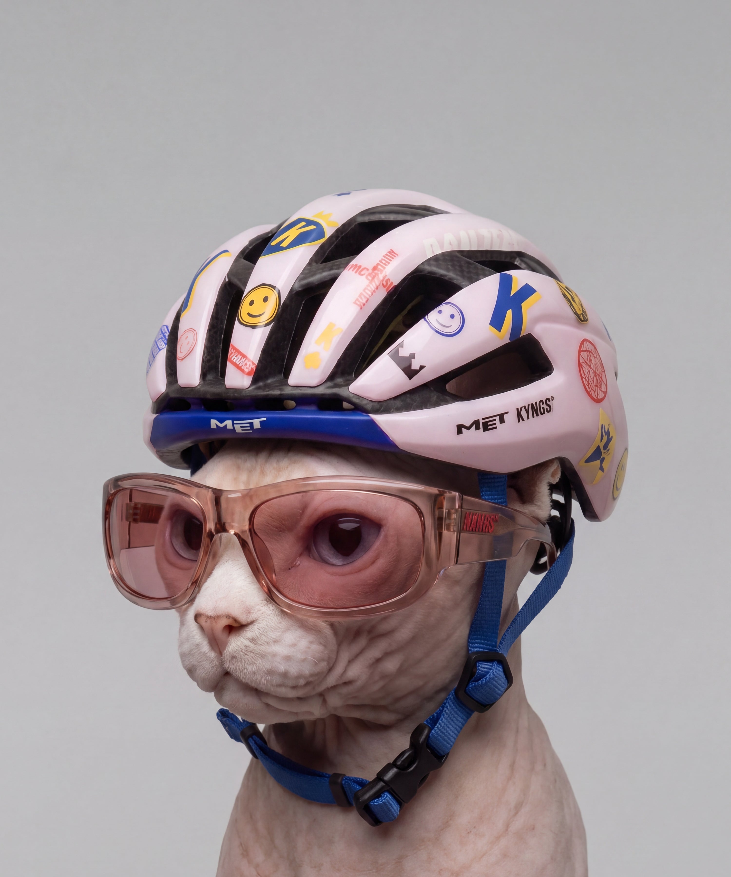 KXNGS x MET 02 helmet with KXNGS x FLATLIST KX-02 crystal pink eyewear