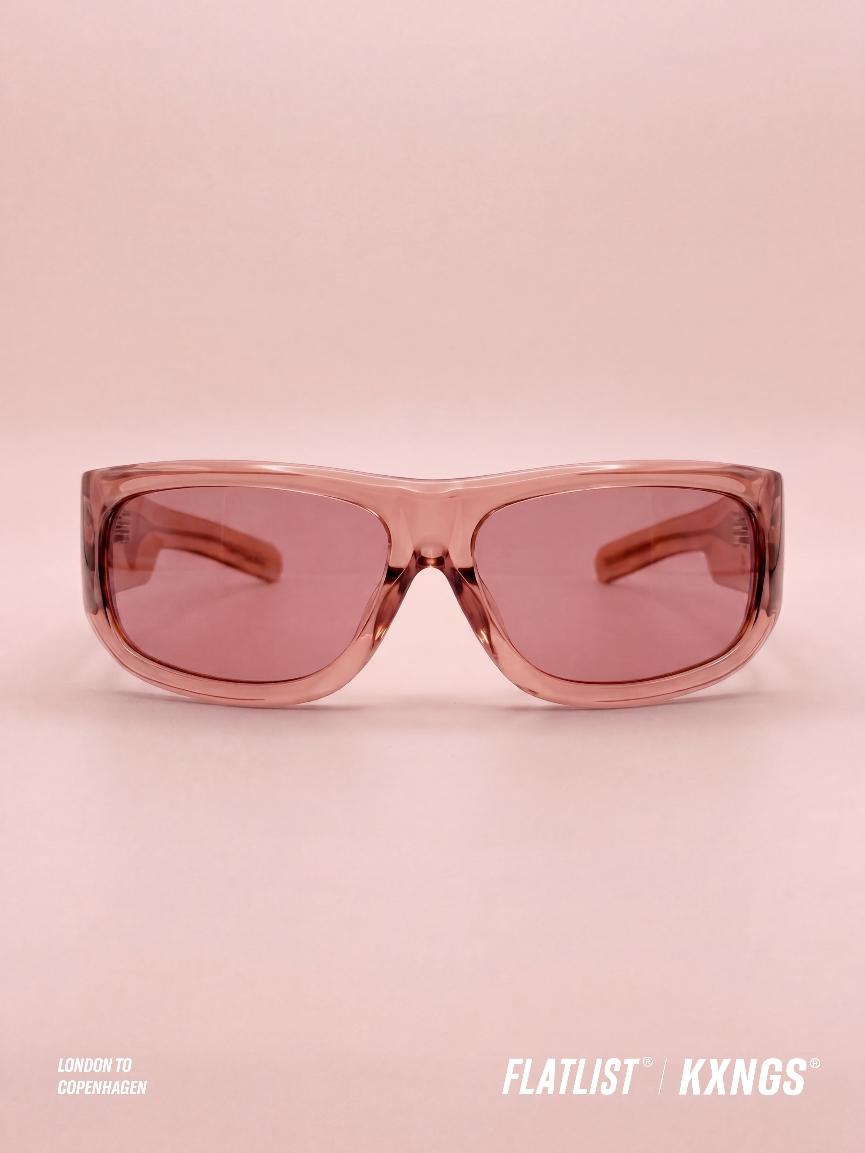 KX-02 crystal pink eyewear, dust pink lens - front on